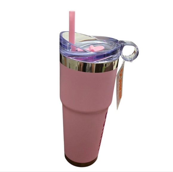 NWT Dunkin' Pink Stainless Steel Insulated Tumbler with Straw 32 Ounce - Picture 3 of 4